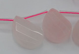 CRQ735 18*25mm faceted & twisted flat teardrop rose quartz beads