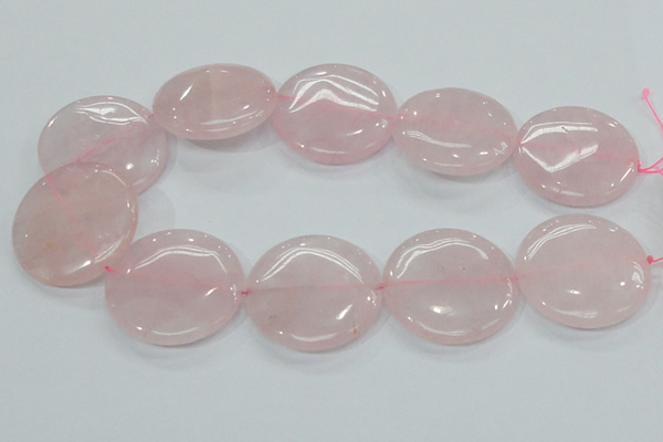 CRQ75 15.5 inches 40mm flat round natural rose quartz beads