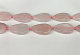 CRQ757 15.5 inches 25*40mm flat teardrop rose quartz beads