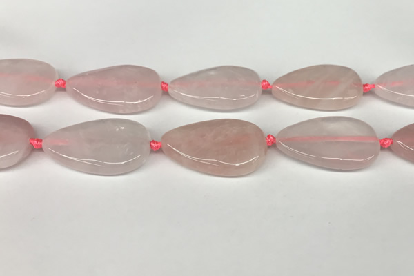 CRQ757 15.5 inches 25*40mm flat teardrop rose quartz beads