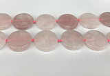 CRQ762 15.5 inches 35mm flat round rose quartz beads