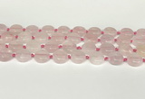 CRQ764 15.5 inches 14mm flat round rose quartz beads