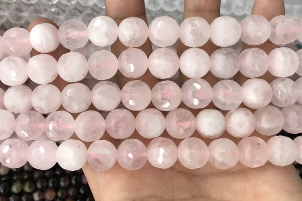 CRQ771 15.5 inches 10mm faceted round rose quartz beads