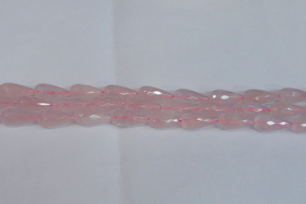 CRQ810 15.5 inches 12*25mm faceted teardrop rose quartz beads