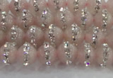 CRQ820 15.5 inches 6mm round rose quartz with rhinestone beads