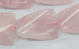 CRQ83 15.5 inches 20*30mm twisted rectangle natural rose quartz beads