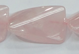 CRQ84 15.5 inches 30*40mm twisted rectangle natural rose quartz beads