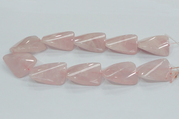 CRQ84 15.5 inches 30*40mm twisted rectangle natural rose quartz beads