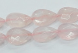 CRQ87 15.5 inches 12*18mm faceted teardrop natural rose quartz beads