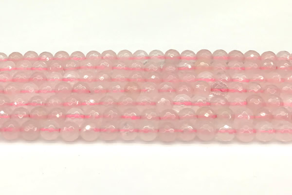 CRQ875 15 inches 6mm faceted round rose quartz beads