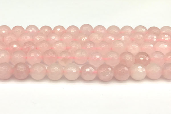 CRQ877 15 inches 10mm faceted round rose quartz beads