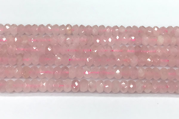 CRQ880 15 inches 5*8mm faceted rondelle rose quartz beads