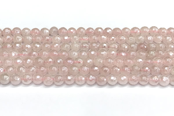 CRQ910 15 inches 6mm faceted round AB-color rose quartz beads