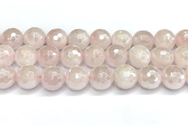 CRQ914 15 inches 14mm faceted round AB-color rose quartz beads