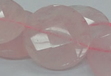 CRQ98 15.5 inches 35mm faceted flat round natural rose quartz beads