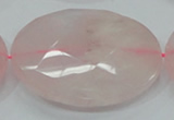 CRQ99 15.5 inches 50mm faceted flat round natural rose quartz beads