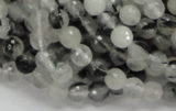 CRU01 15.5 inches 6mm faceted round black rutilated quartz beads