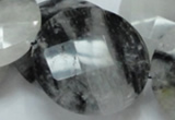 CRU07 15.5 inches 40mm faceted flat round black rutilated quartz beads