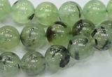 CRU101 15.5 inches 12mm round green rutilated quartz beads wholesale