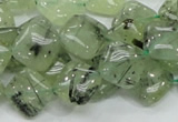 CRU103 15.5 inches 12*12mm diamond green rutilated quartz beads