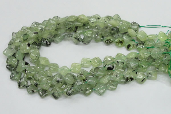 CRU103 15.5 inches 12*12mm diamond green rutilated quartz beads