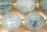 CRU1035 15 inches 9*10mm faceted green rutilated quartz beads wholesale