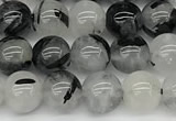 CRU1037 15 inches 6mm round black rutilated quartz beads