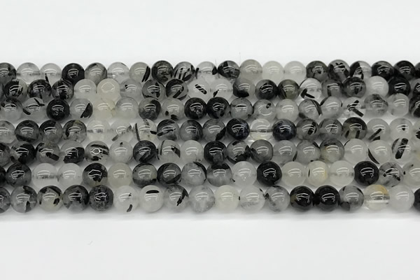 CRU1037 15 inches 6mm round black rutilated quartz beads