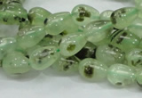 CRU104 15.5 inches 7*10mm teardrop green rutilated quartz beads