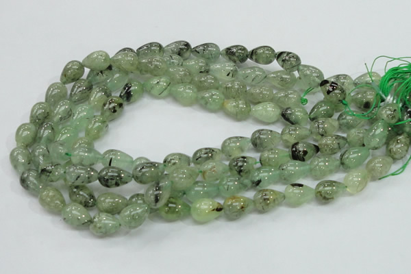 CRU105 15.5 inches 10*14mm teardrop green rutilated quartz beads