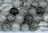 CRU1052 15 inches 6mm round black rutilated quartz beads