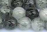 CRU1054 15 inches 10mm round black rutilated quartz beads