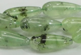 CRU106 15.5 inches 10*25mm teardrop green rutilated quartz beads