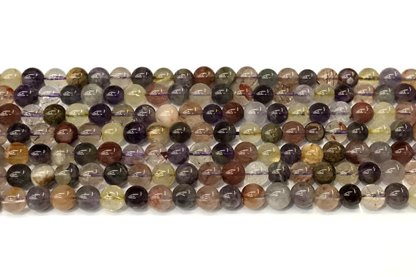 CRU1060 15 inches 6mm round mixed rutilated quartz beads