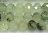 CRU1075 15 inches 6mm faceted round green rutilated quartz beads