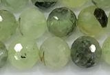 CRU1077 15 inches 10mm faceted round green rutilated quartz beads