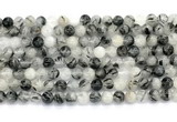 CRU1081 15.5 inches 6mm round black rutilated quartz gemstone beads