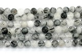 CRU1083 15.5 inches 10mm round black rutilated quartz gemstone beads