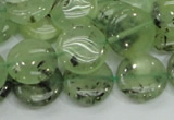 CRU110 15.5 inches 16mm flat round green rutilated quartz beads