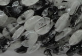 CRU12 15.5 inches 9*12mm faceted oval black rutilated quartz beads