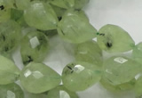 CRU125 15.5 inches 11*16mm faceted teardrop green rutilated quartz beads