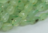 CRU127 15.5 inches 7*11mm faceted teardrop green rutilated quartz beads