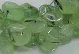 CRU130 15.5 inches 11*13mm faceted freeform green rutilated quartz beads