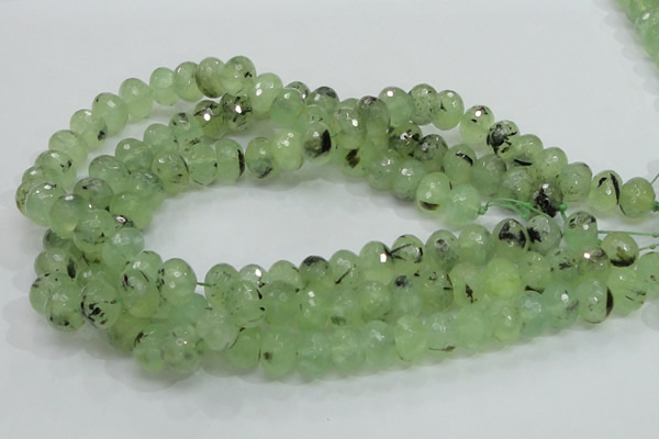 CRU132 15.5 inches 10*14mm faceted rondelle green rutilated quartz beads