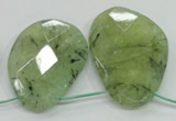 CRU137 15.5 inches 35*45mm faceted freeform green rutilated quartz beads