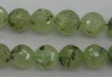 CRU154 15.5 inches 12mm faceted round green rutilated quartz beads