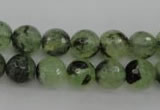 CRU155 15.5 inches 10mm faceted round green rutilated quartz beads