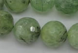 CRU159 15.5 inches 18mm faceted round green rutilated quartz beads