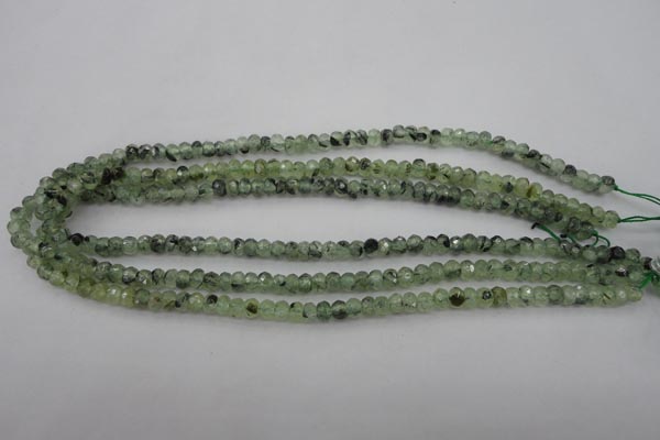 CRU161 15.5 inches 4*6mm faceted rondelle green rutilated quartz beads