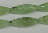 CRU167 15.5 inches 10*30mm faceted rice green rutilated quartz beads